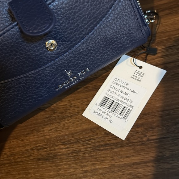 London Fog Navy Blue Women's Pebble, Cell Phone Wristlet Wallet - Picture 5 of 5